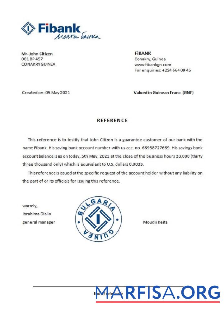 Downloadable Guinea Fibank reference example